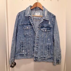 Old Navy Light Blue Wash Distressed Denim Jacket